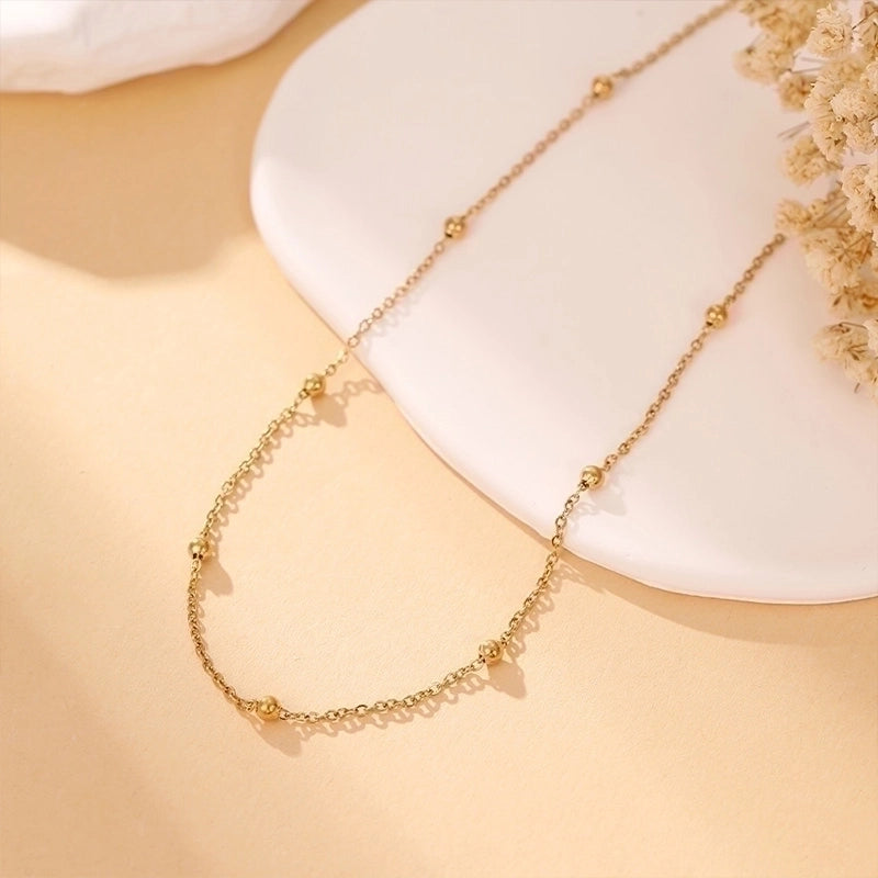 Minimalist Classic Style Solid Color Stainless Steel Gold Plated Plating Necklace
