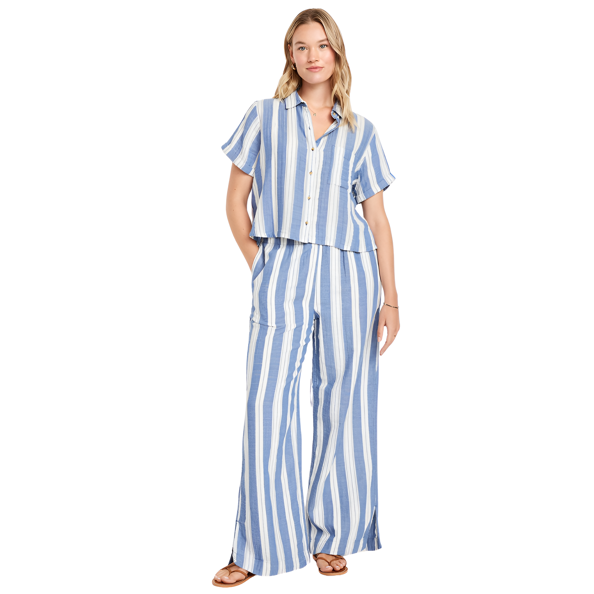High Rise Crinkle Gauze Super Wide Pants