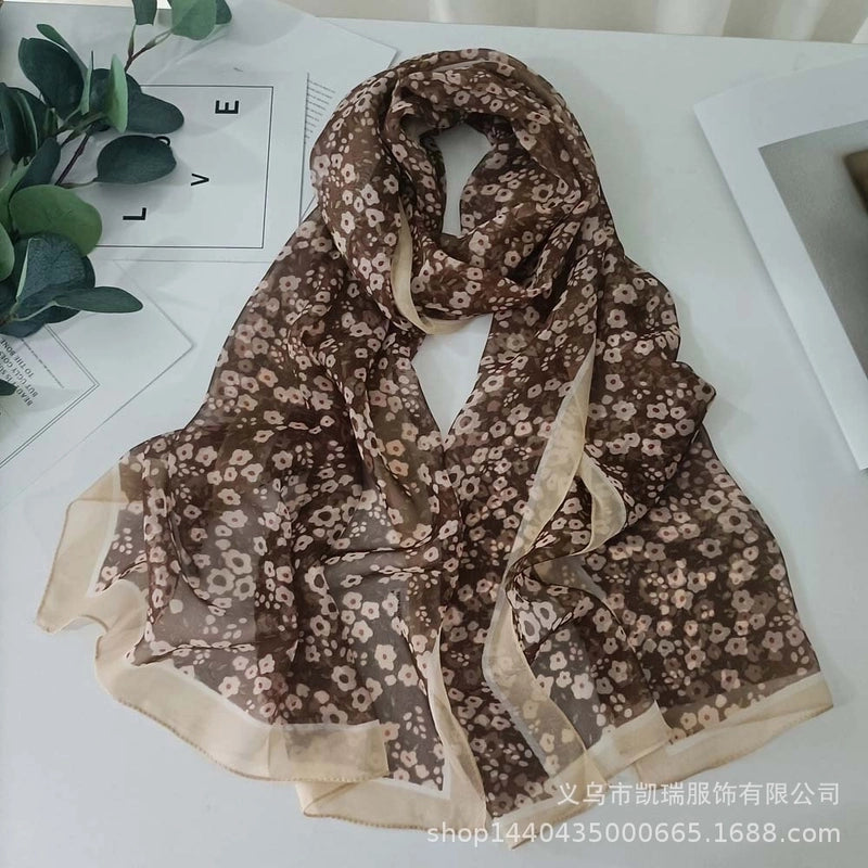 Women's Vacation Color Block Floral Polyester Silk Scarves