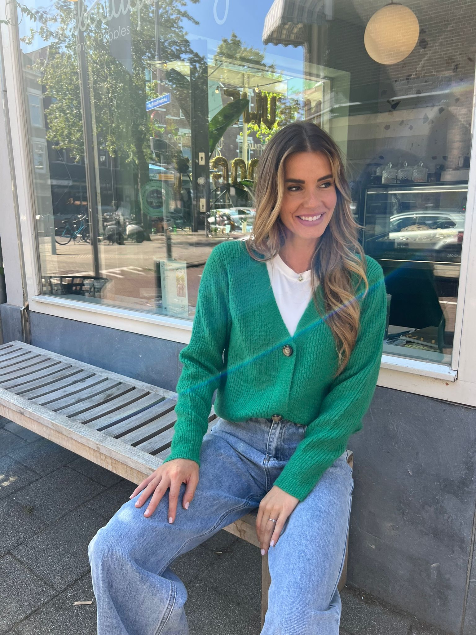 Basic Anna vest knoop Green
