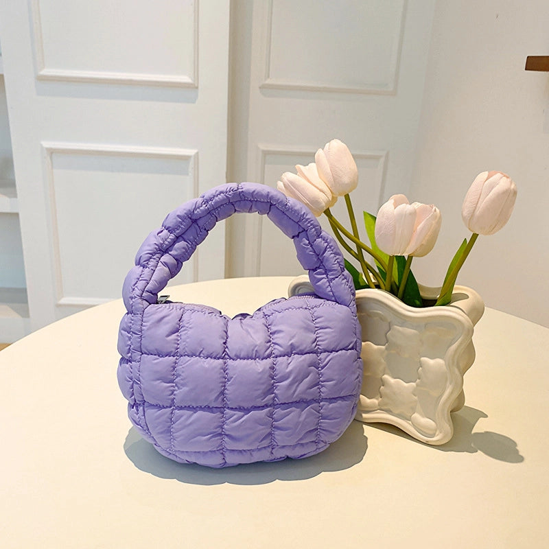 Autumn And Winter Mini Cloud Handbag Korean Style New Down Cotton-padded Underarm Bag Bubble Elastic Handbag