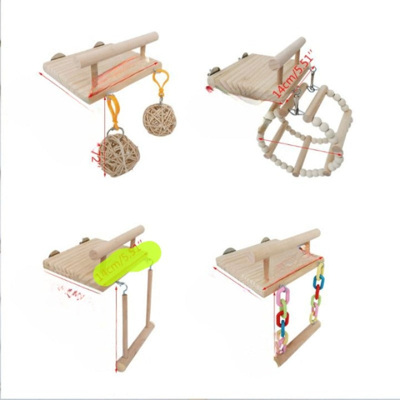 Wooden Bird Parrot Perches Cage Toy