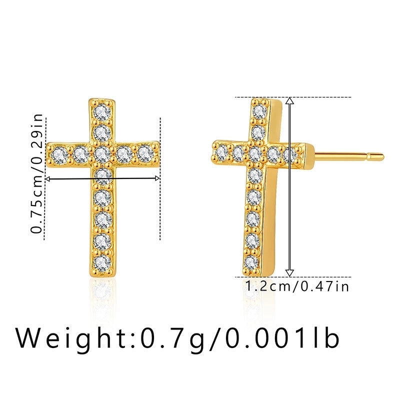 1 Pair Minimalist Geometric Inlay Copper Zircon 18K Gold Plated Ear Studs