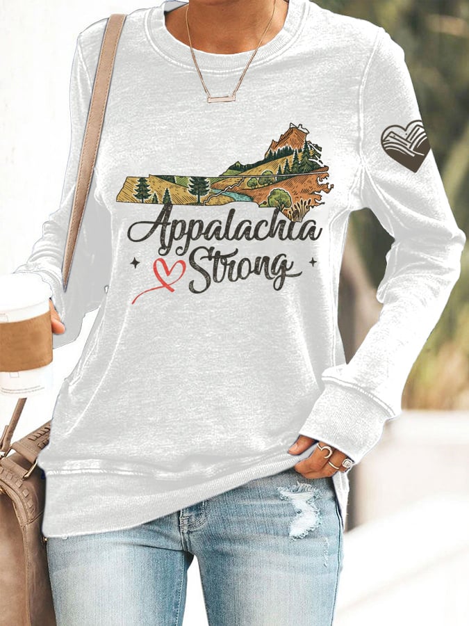 Appalachian Print Casual Long Sleeve Hoodie