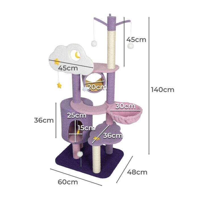 140cm Sky Cloud Multi-Level Cat Scratching Condo