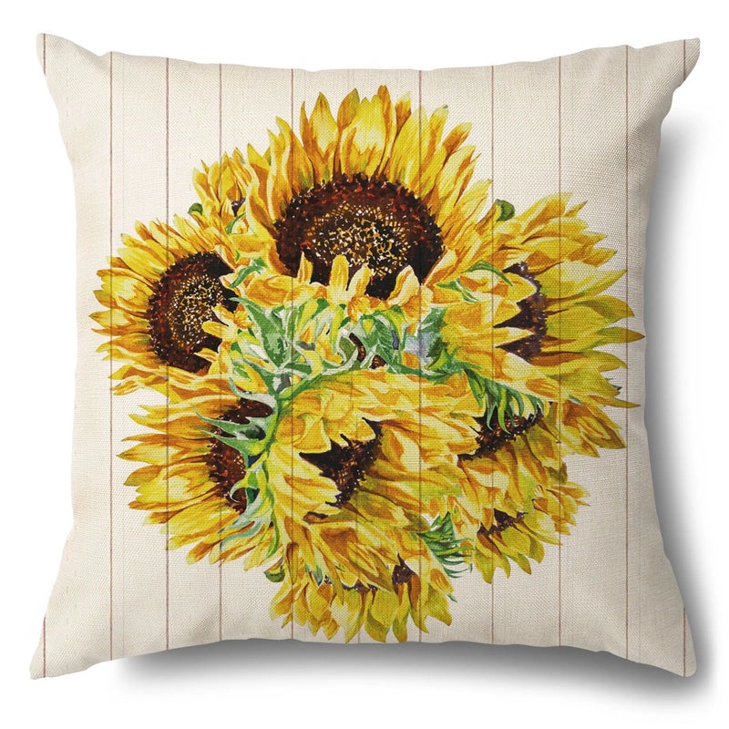 Pastoral Sunflower Linen Pillow Cases