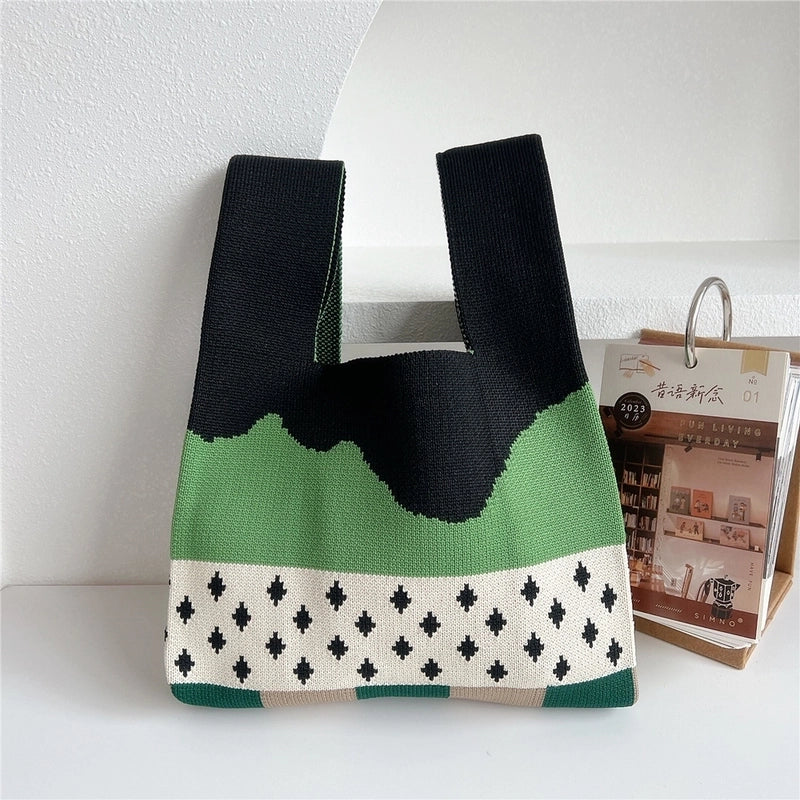 Women's All Seasons Knit Animal Star Cute Bucket Open Handbag Bucket Bag