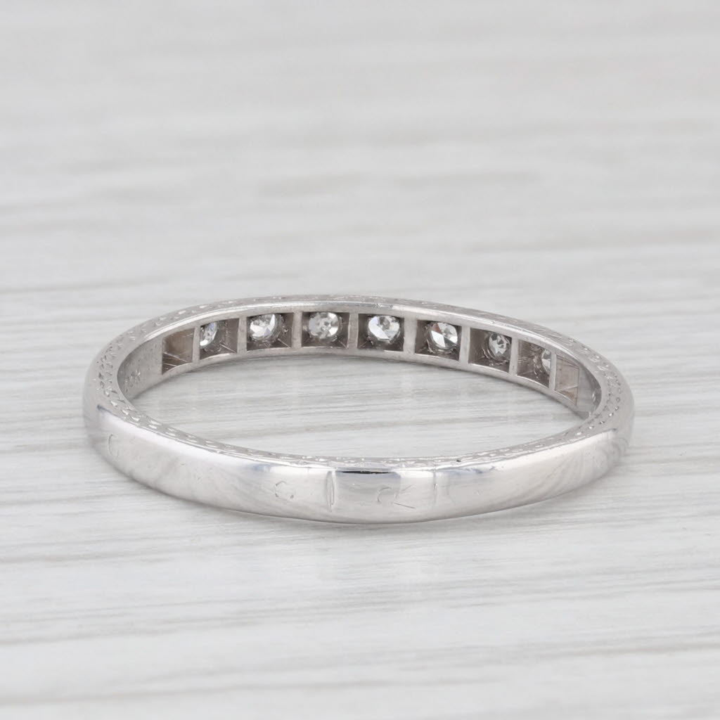 0.10ctw Diamond Wedding Band 18k Gold Size 7.75 Stackable Ring Art Deco 1920s