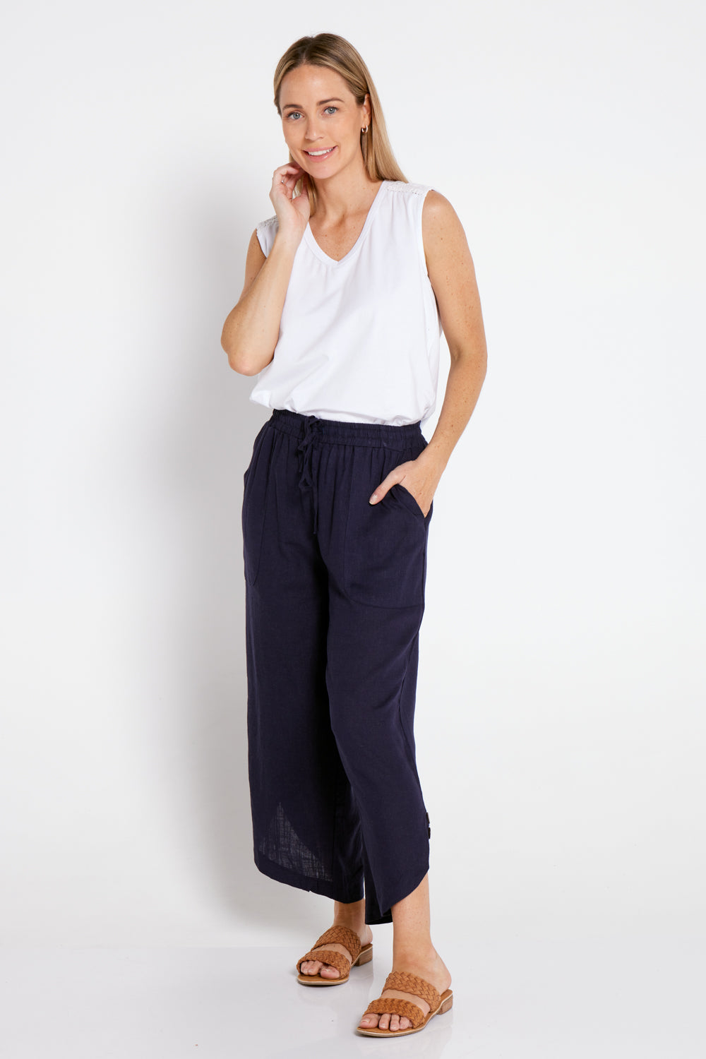 Linen Pants - Navy