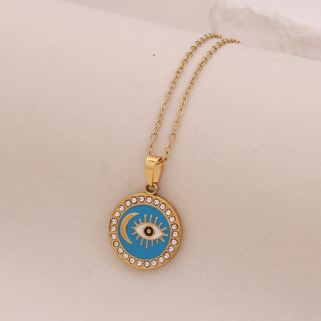 Star Moon Stainless Steel Pendant Necklace Devil'S Eye Necklace N1581