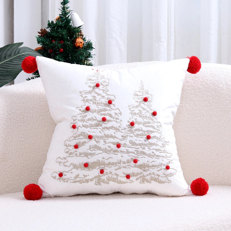 Fashion Christmas Tree Elk Short Plush Pillow Cases