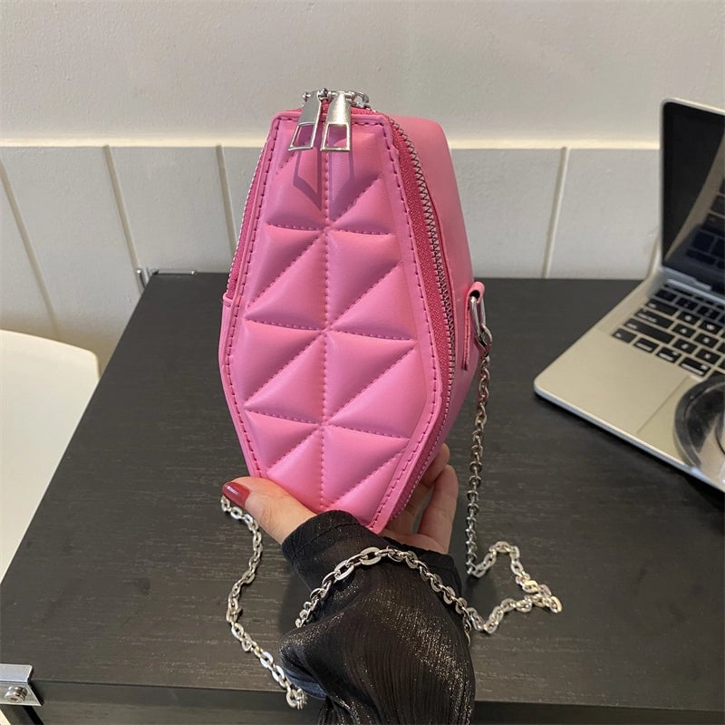 Women's Pu Leather Triangle Solid Color Basic Square Zipper Crossbody Bag