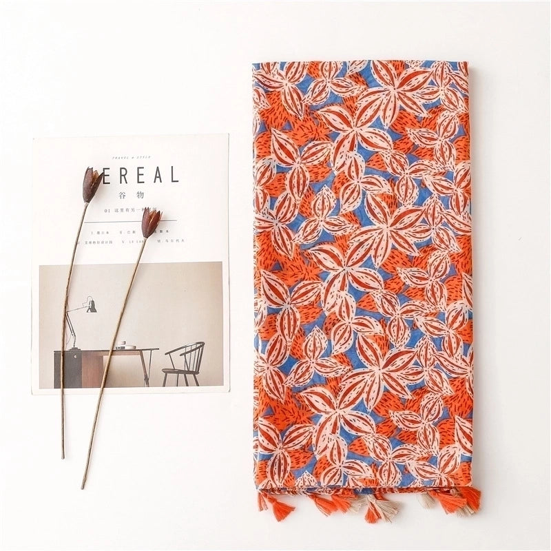 Women's Fashion Sweet Flower Polyester Tassel Winter Scarves
