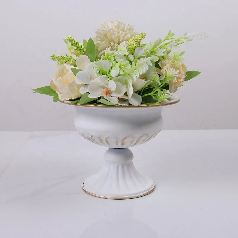 Hot-selling Tall Flower Pot Wedding Decoration Simulated Flower Arrangement Iron Vase