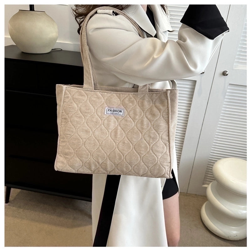 Women's Medium All Seasons Canvas Solid Color Classic Style Square Magnetic Buckle Shoulder Bag Handbag
