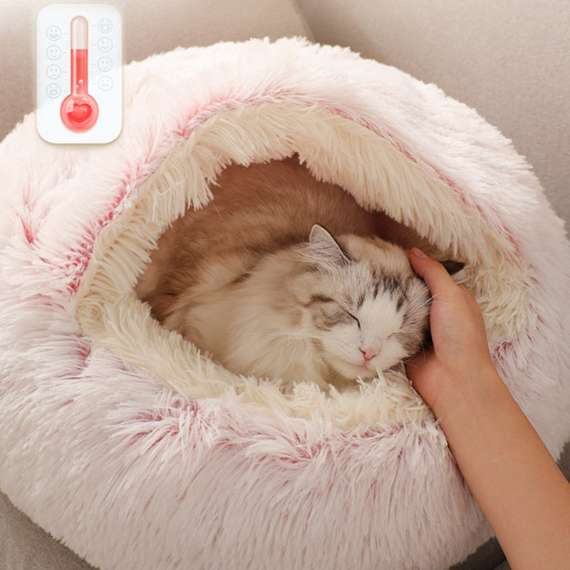 Round Plush Warm Dog Cat Bed House