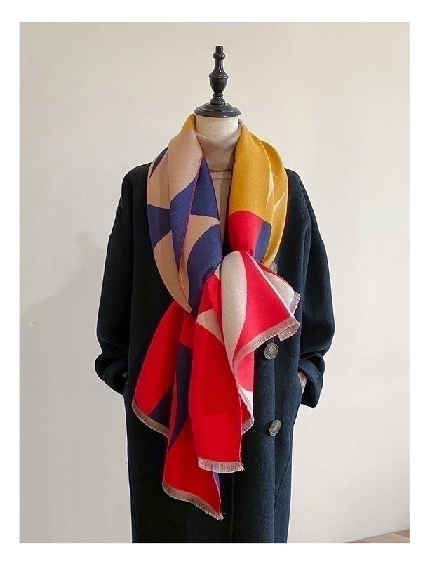 Women's Minimalist Color Block Imitation Cashmere Scarf