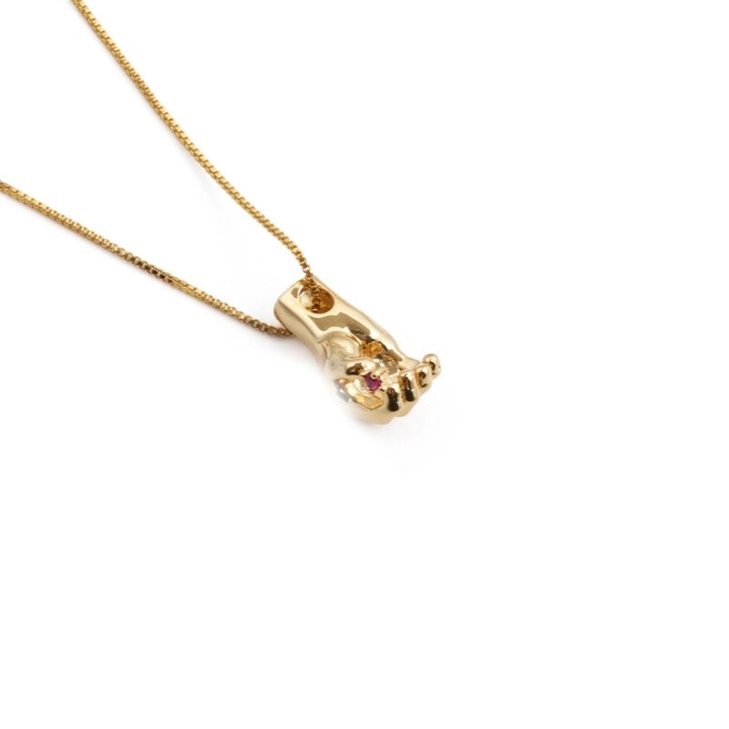 Retro Copper Gold  Plated Palm Necklace