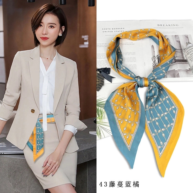 Women's Minimalist Color Block Polyester Printing Silk Scarf