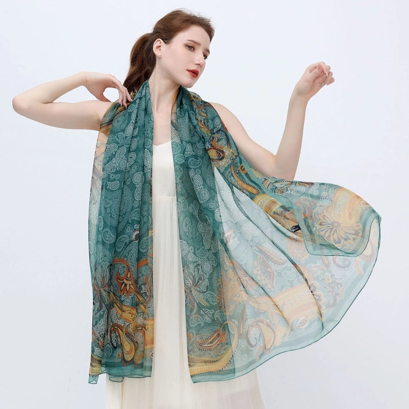 Spring And Summer New Yourou Silk Scarf Large Size Printed Beach Towel Dot Travel Vacation Sunscreen Scarf Women's Spot
