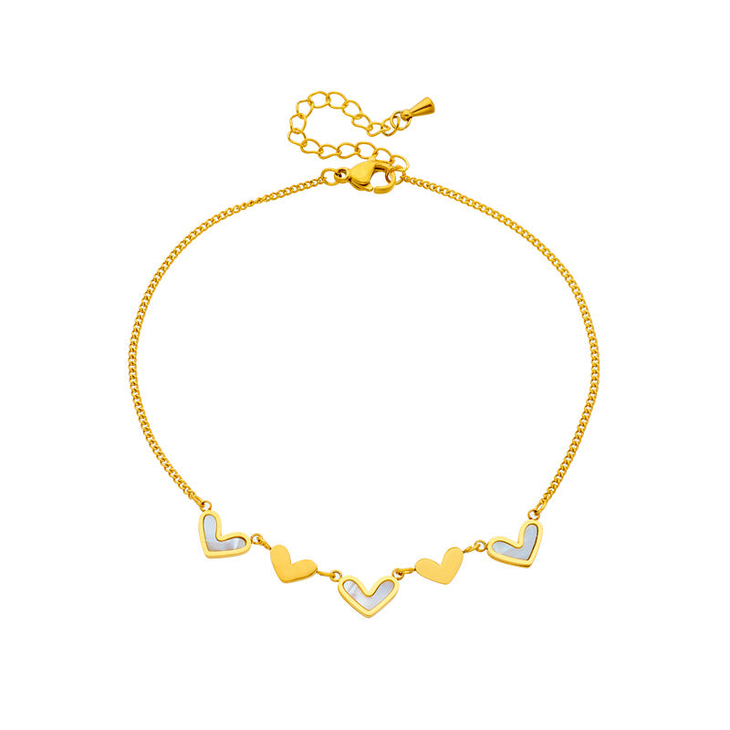 Minimalist Women Heart Titanium Steel Anklets