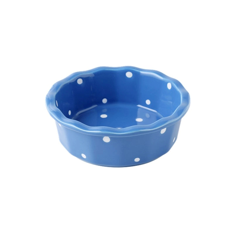 Ceramic Cat Bowl Stand Neck Protection Anti-black Chin Feeding Bowl Small Dog Teddy Inclined Cat Food Supplies