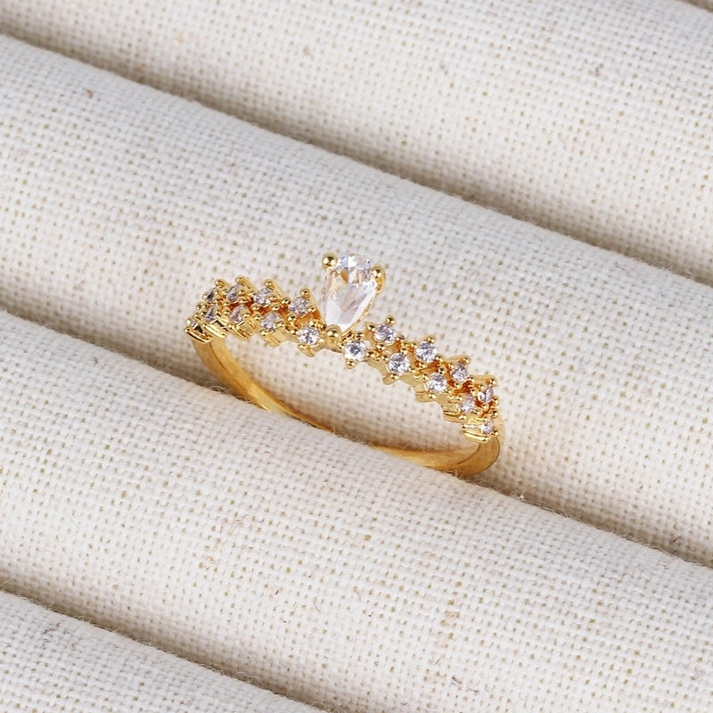 Copper 18K Gold Plated Inlay Geometric Zircon Open Rings