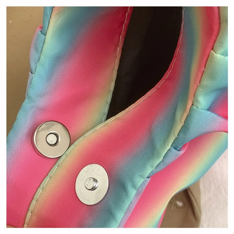 Women's Medium Pu Leather Rainbow Streetwear Pillow Shape Magnetic Buckle Underarm Bag