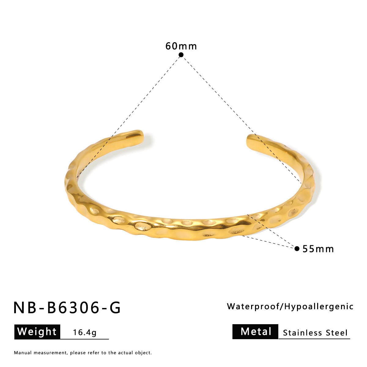 Ins Stainless Steel Zircon Pearl Bracelet C-Shaped Wave Line Open Gold-Plated Bracelet Design Female