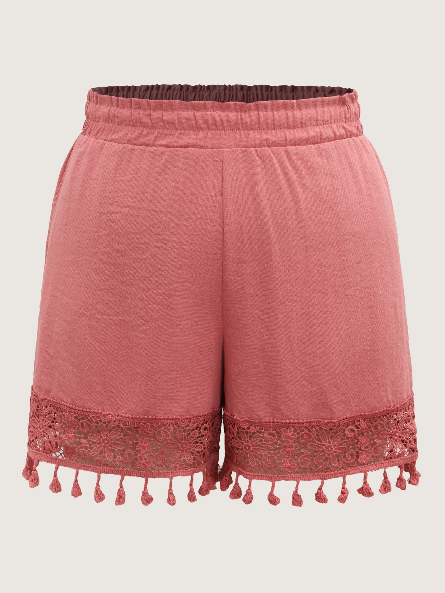 Lace Cut-Out Hem Ruffled Shorts