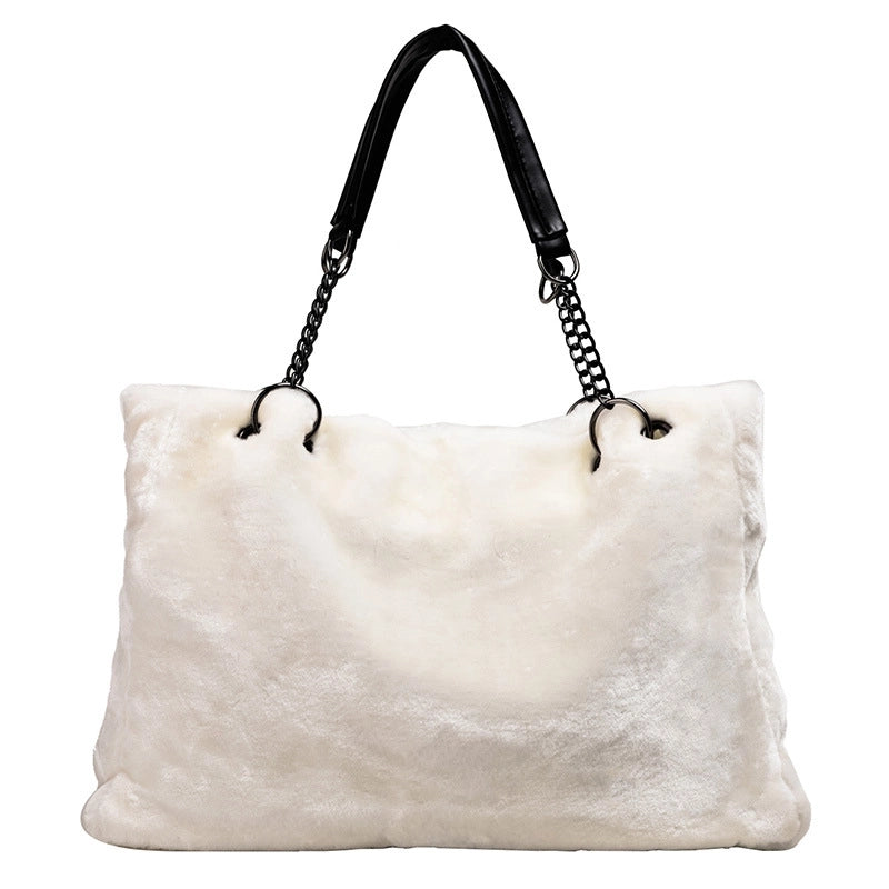 Autumn New Plush Women's Bag Handbag Fashion Plush Big Bag Women's Shoulder Bag Simple Bag