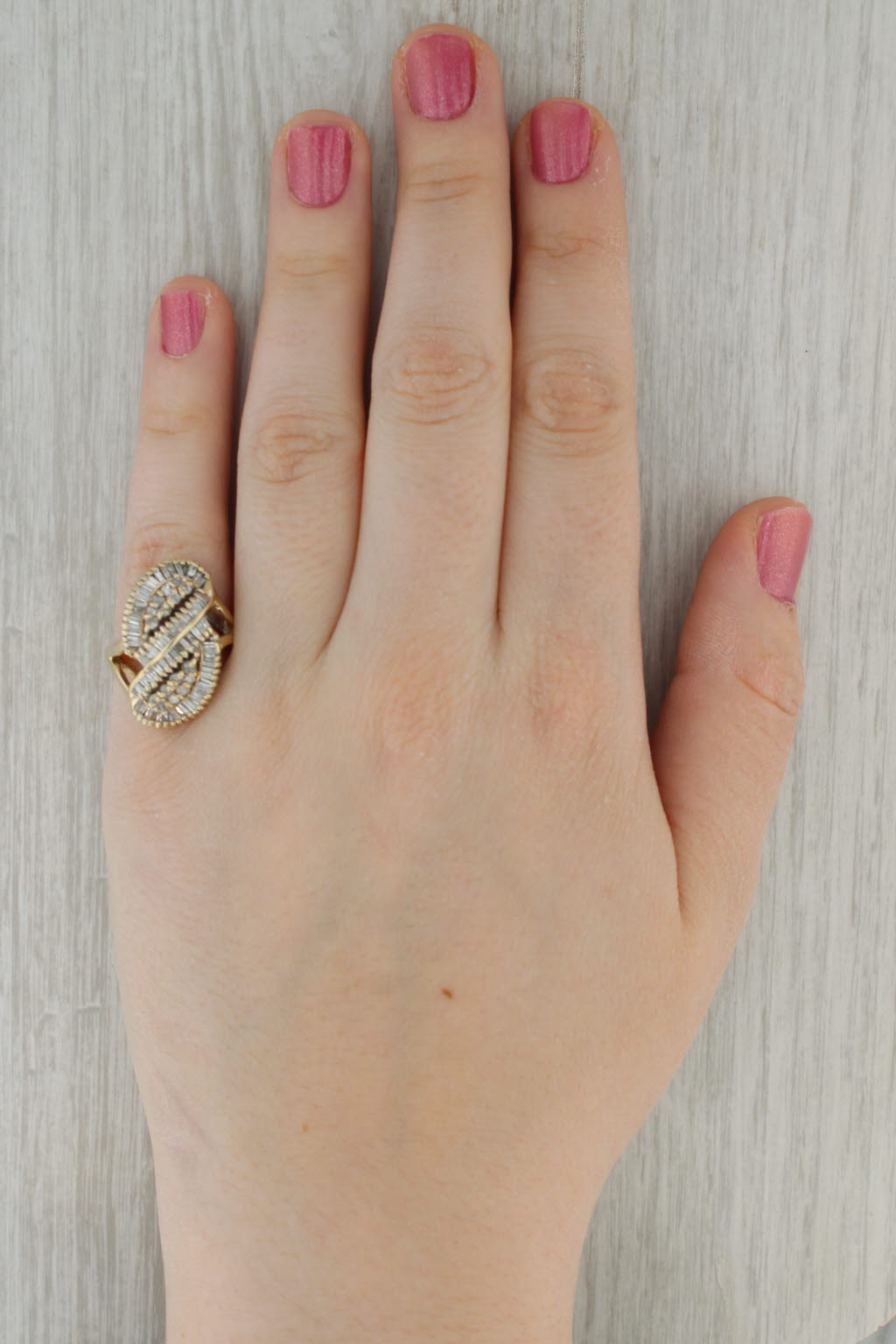 0.94ctw Diamond Bypass Ring 10k Yellow Gold Size 7 Cluster Cocktail