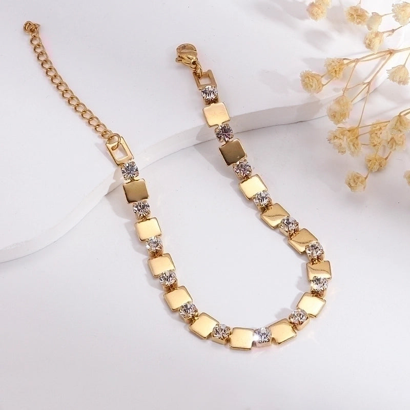 Casual Minimalist Geometric 201 Stainless Steel 18K Gold Plated Bracelets In Bulk