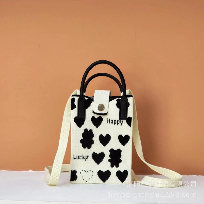 Women's Polyester Cartoon Cute Square Hidden Buckle Shoulder Bag Handbag Crossbody Bag