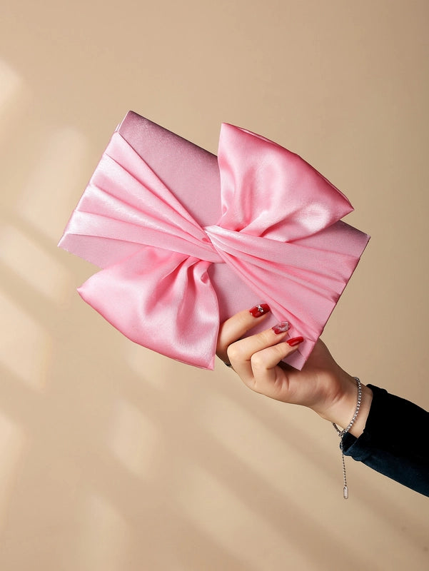 Champagne Red Silver Polyester Solid Color Evening Bags