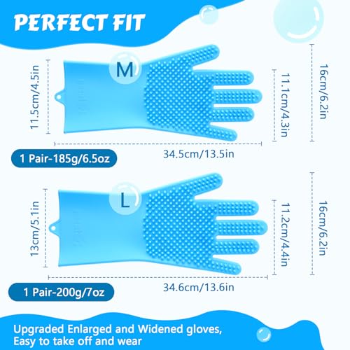 Pecute Pet Grooming Gloves. Heat Resistant Cat Bathing Gloves with High-Density Teeth. Silicone Dog Bathing Gloves with Enhanced Five Finger Design. Bathing and Massaging for Dogs and Cats Blue