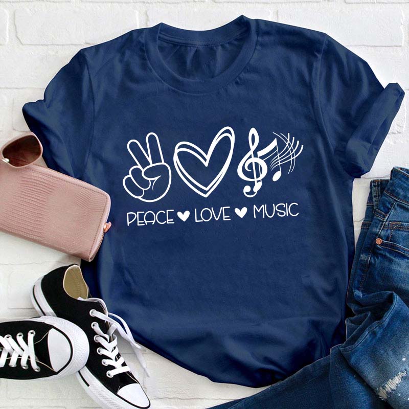 Peace Love Music Teacher T-Shirt