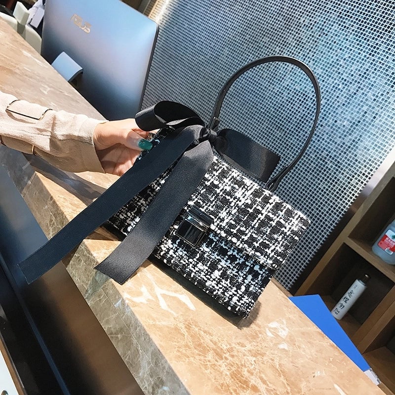 Small Bag For Women New Bags Fashionable Woolen Contrast Color Scarf Handbag  Versatile One-Shoulder Crossbody Women's Bag