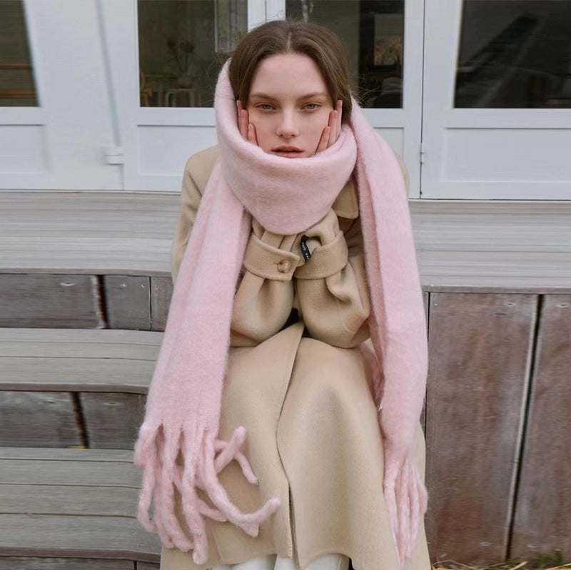 Brown Striped Scarf Women's Autumn And Winter  Trendy Winter Warm Imitation Cashmere Windproof Scarf For Students