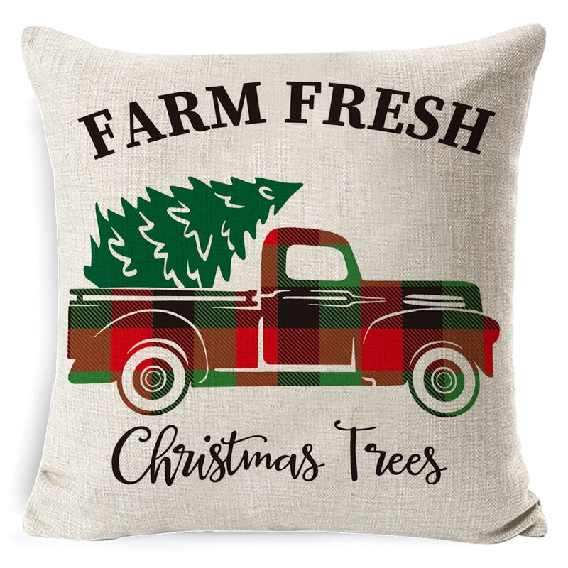 Retro Christmas Tree Santa Claus Christmas Socks Linen Pillow Cases