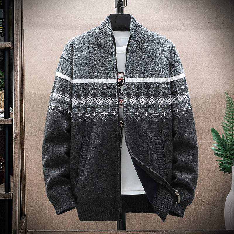 Men's Vintage Knitted Pattern Cardigan Sweater