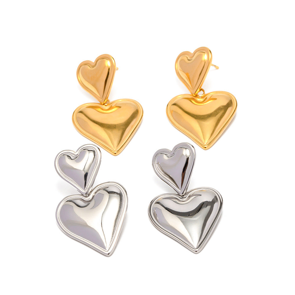 IG Style Heart Geometric Stainless Steel Electroplating Earrings