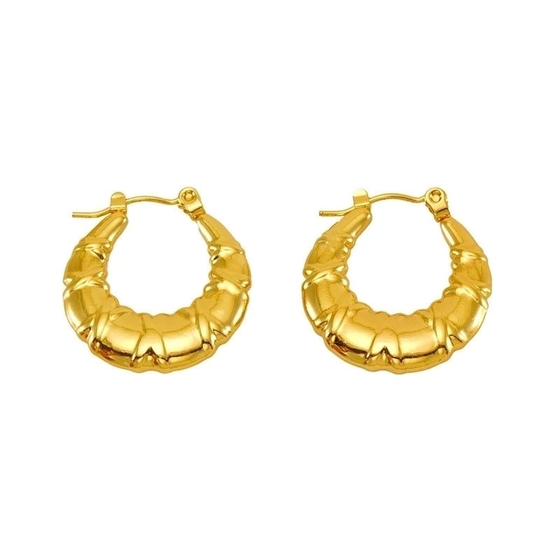 1 Pair Minimalist Bow Knot 304 Stainless Steel 18K Gold Plated Hoop Earrings