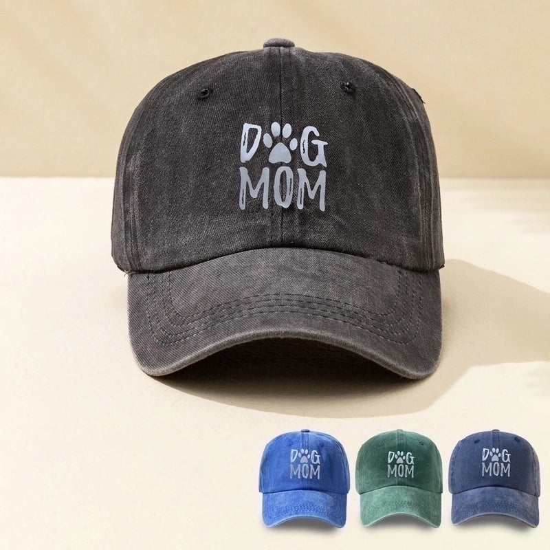 Unisex Fashion Letter Paw Print Printing Wide Eaves Baseball Cap