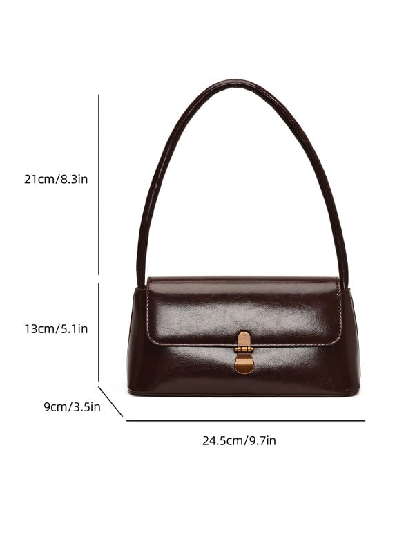Women's Pu Leather Solid Color Classic Style Square Buckle Flip Cover Shoulder Bag