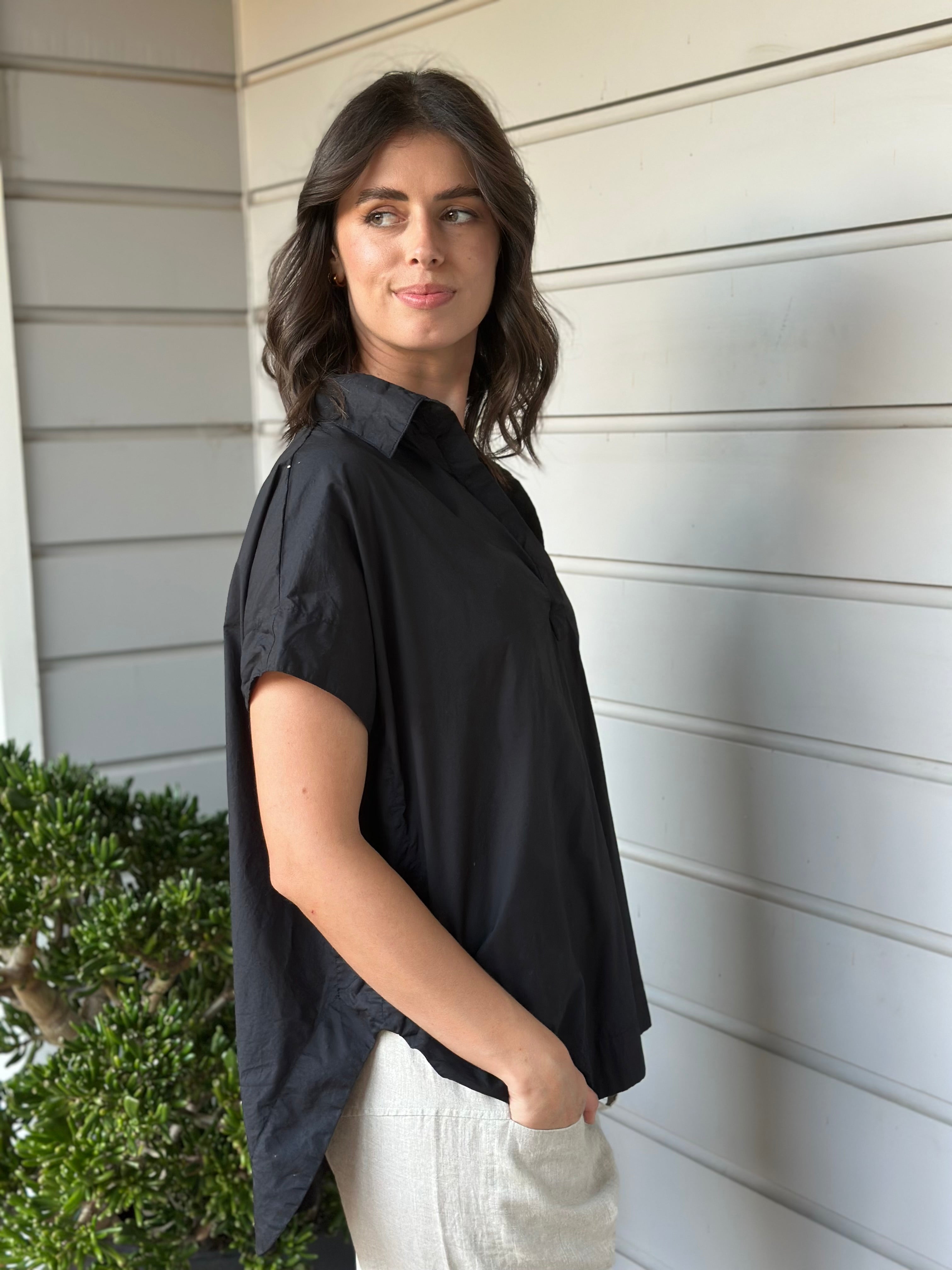 tara top - black cotton