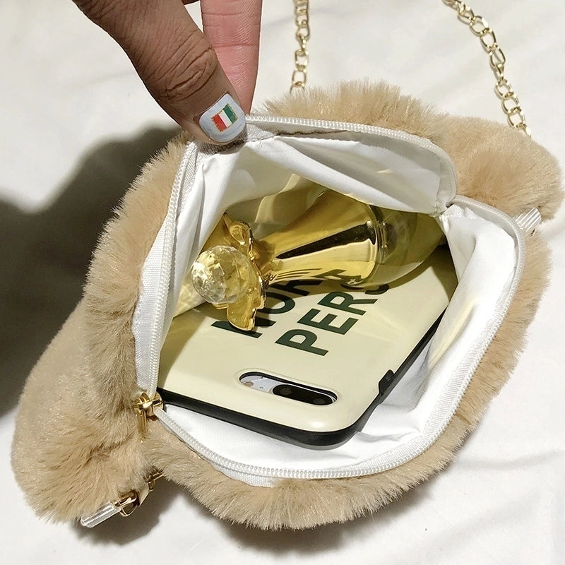Plush New Korean Cute Bear Paw Chain Small Bag Chain Crossbody Bag