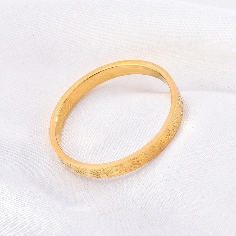Minimalist Sun Solid Color Titanium Steel 18K Gold Plated Plating Rings