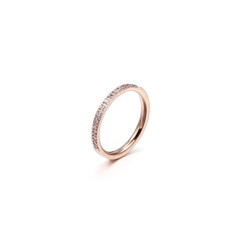 Simple Fashion Single Row Zircon Creative Jewelry Stainless Steel Ring