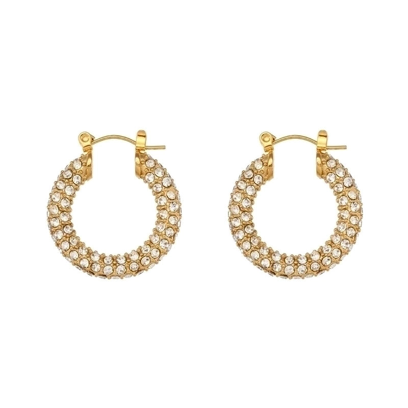 1 Pair Fashion Geometric Plating 304 Stainless Steel Zircon 18K Gold Plated Earrings